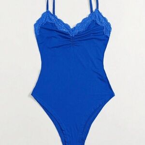 SHEIN Royal Blue Lace Bodysuit